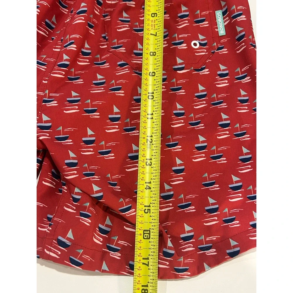 Bonobos Mens Swim‎ Trunks Medium Red Sailboat Print Drawstring Swimsuit (681)